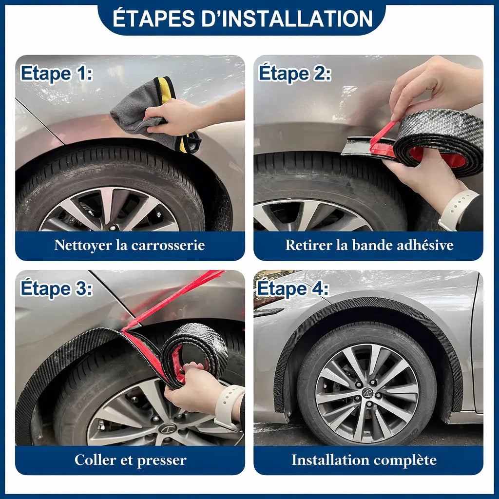 Protections de passage de roue effet fibre de carbone – 3 mètres