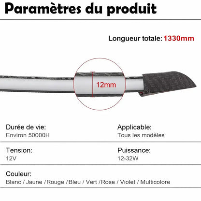 Bande lumineuse LED effet fibre de carbone – Sport, luxe et installation facile